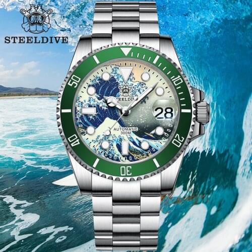 STEELDIVE 1953J Automatic Mechanical Watch 300m Waterproof Diver Watch Sapphire Crystal NH35 Mechanical Watch Men C3 Luminous