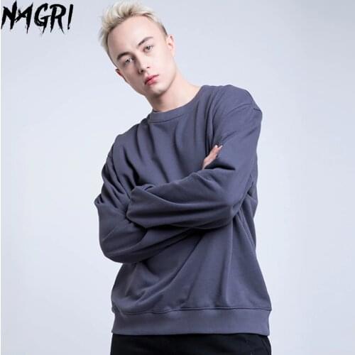 NAGRI Men Solid Color Sweatshirt Hip Hop Streetwear Casual Fashion Sweatshirts Autumn Winter Long Sleeve Pullover Hoodie