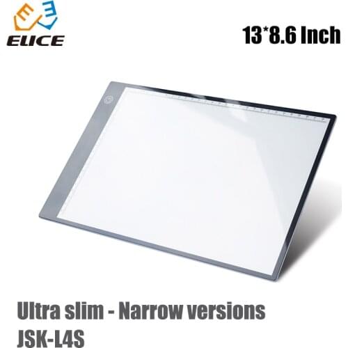 JSK-L4S ultra slim narrow border 13" *8.6" stepless smart touch screen switch LED tracing light box for drawing