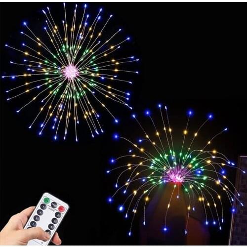 120LED Waterproof Exploding Star Firework Lamp Christmas Fairy Lights Copper Wire Lamp Dandelion String Lights Garden Home Decor