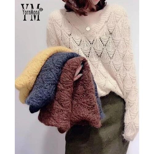 YORNMONA Women's V-Neck Pullovers