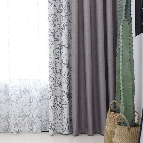 Custom curtain Nordic Simplicity gray cotton Splicing printing Thicken livingroom shading bedroom blackout curtain drape M892