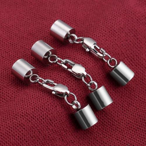 5pcs lot 2 3 4 5 6mm Lobster Clasp Stainless Steel Clasps Tone Buckle Leather Cord Lock for DIY Bracelet Jewelry Making Supplies