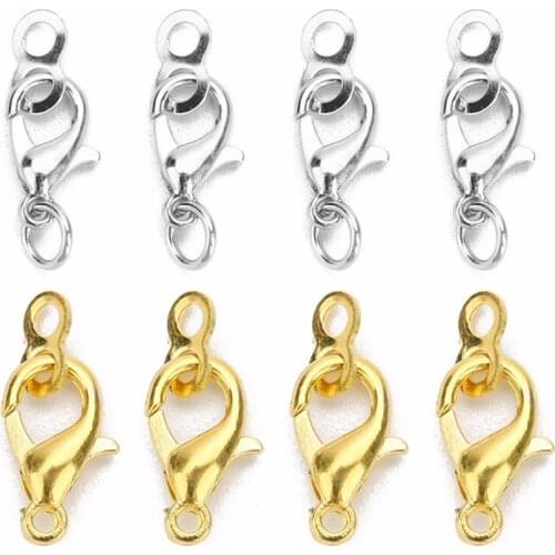 30pcs/lot Metal Alloy Lobster Clasps Hooks With Letter 8 Ring End Caps Connectors For Necklack Bracelet Jewelry 12X6/14X7mm