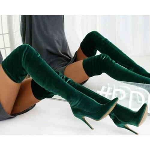 Autumn Winter Women Boots Long Stretch Slim Thigh High Boots Fashion Over the Knee Boots High Heels Shoes Woman Sapatos Botas