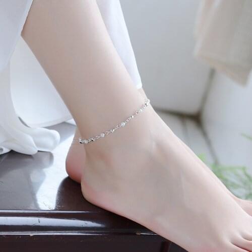 Everoyal Trendy Sterling Silver 925 Anklets For Women Jewelry Charm Hollow Ball Girls Bracelets Silver Lady Party Accessories
