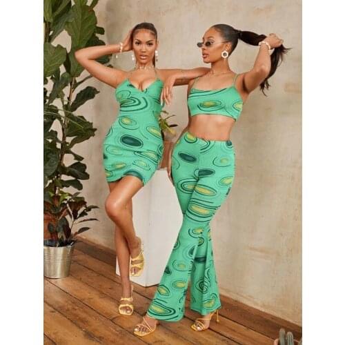 2021 summer fashion womens wear sexy knitted cotton suspender bag hip split skirt womens suspender suit green pants suit