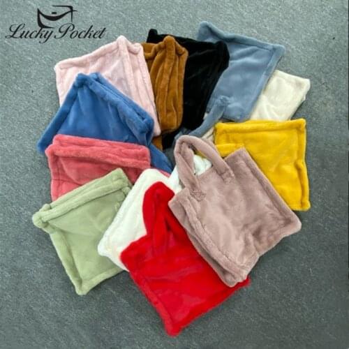 Winter Women Shoulder Fur Bag soft warm Simple Handbag Tote Large Capacity Autumn Female Solid Color Shopping Bag Girls LY8888