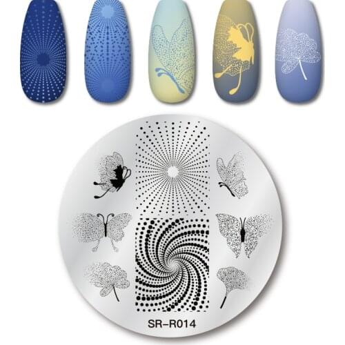 1 Pcs Nail Stamping Plates Round Butterfly Pattern Stainless Steel Nail Art Image Stamp Stencils Design DIY Manicure Tools