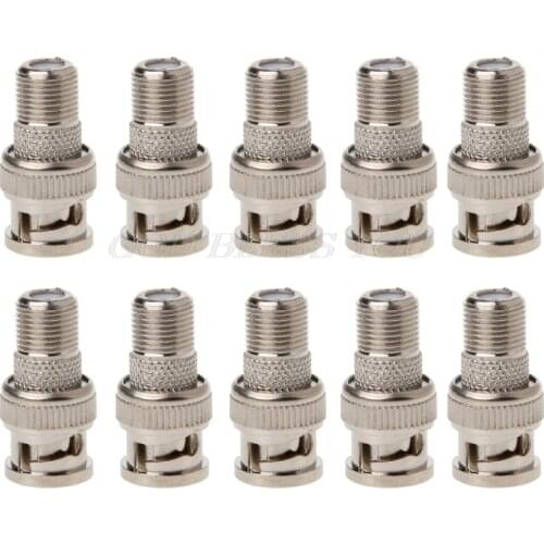 10Pcs/Set BNC Male Plug To F Female Jack Coax Connector Adapter For CCTV Camera Drop Shipping