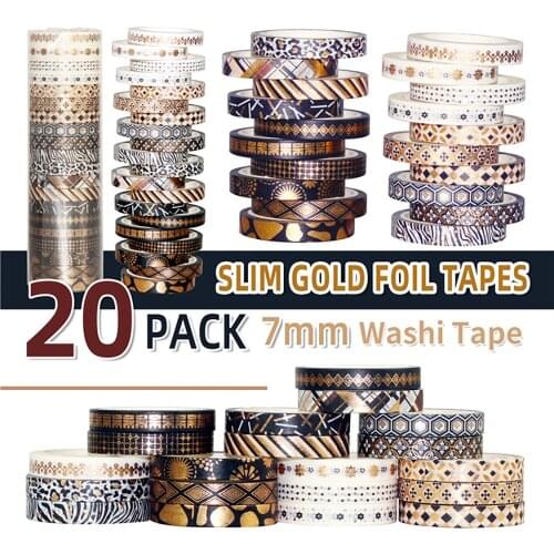 20 Rolls/set Golden Foil Washi Tape Set 5m*7mm Width Diy Masking Tape Stickers DIY School Suppliers Stationery Gift Crafts