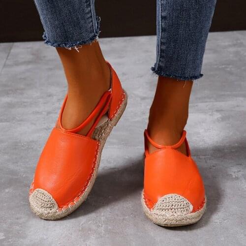 2021 Summer Womens Espadrilles Round Toe Weave Sole Flat Shoes Woman Comfort Super Light Outdoor Casual Shoes Ladies