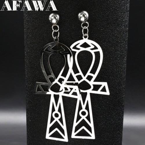 2021 Fashion Religion Long Stainless Steel Stud Earrings Women Jewelry Big Silver Color Earrings Jewelry bijoux femme E612363