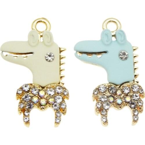 4pcs/lot Enamel Cartoon Crocodile charms fashion pendant Jewelry Necklace Accessories Handmade Animal Findings Earring Necklace