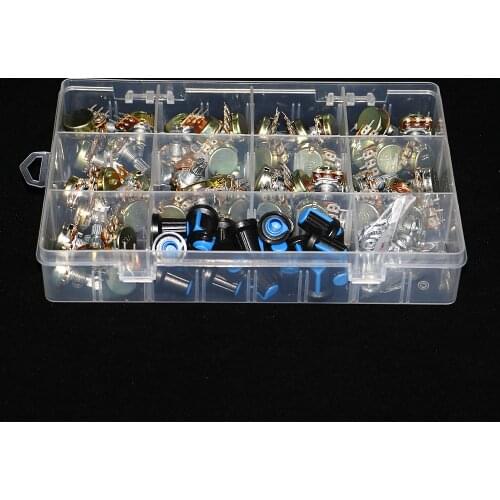 45Pcs WH148 Single Potentiometer Kit B1K/5K/10K/20K/50K/100K/500K/1M with knobs Single Shaft Nuts potentiometer set +BOX