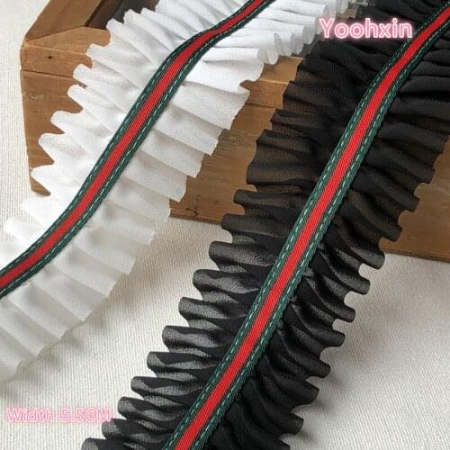 5.5CM Wide Popular Ribbon Trim Skirt Pleated Elastic Cuffs Collar Provide Diy Crafts Sewing Embroidery Supplies lace fabric