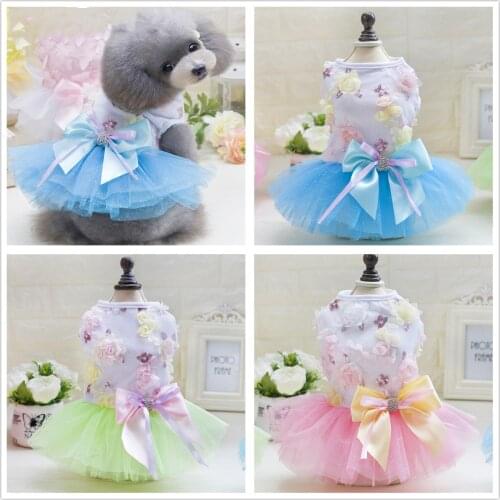ADEWEL Cute Girl Princess Dog Dress Puppy Pet Weddinig Beautiful Dresses Flower Tie Bow Deco Clothes For Small Dogs Suppliesr