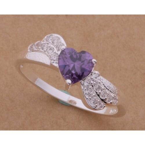 AR072 Hot sterling ring, fashion jewelry, purple heart inlay /aftaixaa agnaixua silver color