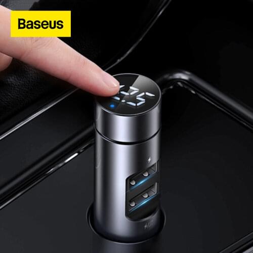 Baseus Car Charger FM Transmitter Modulator Bluetooth Wireless Audio MP3 Player Dual USB Mobile Phone Charger for iPhone Samsung