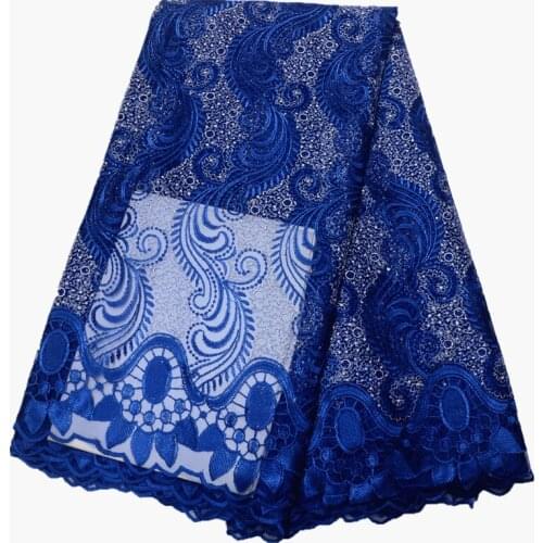 White and blue lace fabric 2019 high quality lace nigerian lace fabric embroidered african lace for wedding dress