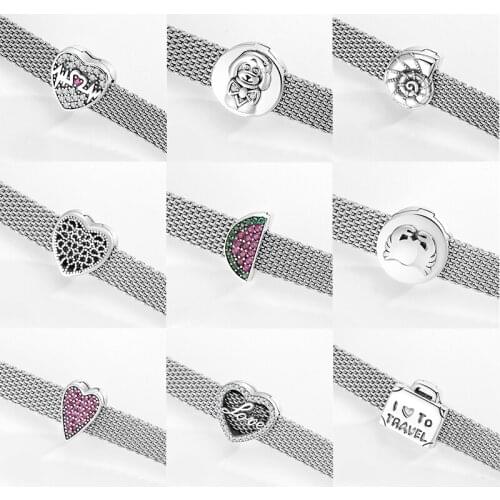 Round heart shape clips Beads for Jewelry Making 100% 925 Sterling Silver charms fit Original Reflections Bracelet