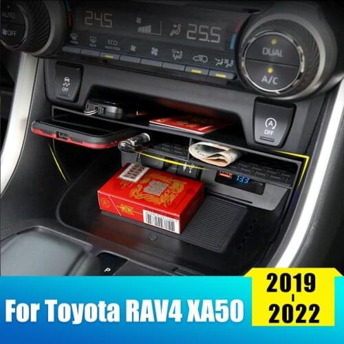 For Toyota RAV4 RAV 4 2019 2020 2021 XA50 Car Central Control Storage Box Trim Phone Card Holder Cover Organizer Box Accessories