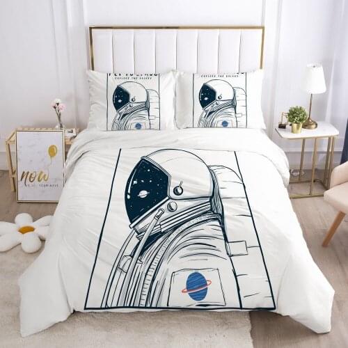 3D Black Bedding Sets Duvet Cover Set Blanket/Quilt/Comforter Cases Pillow case Spaceman Design Full Double size Bed Linen