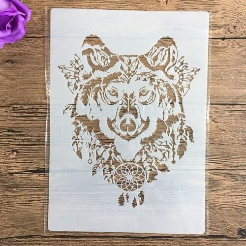 CraftArtGo DIY Wolf Stencils Painting Scrapbook Coloring Cake decorating sugar powder sieve printing mold printing table