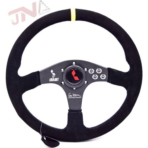 For Game Universal Suede Leather Steering Wheel with Yellow Strip Racing Steering Wheel