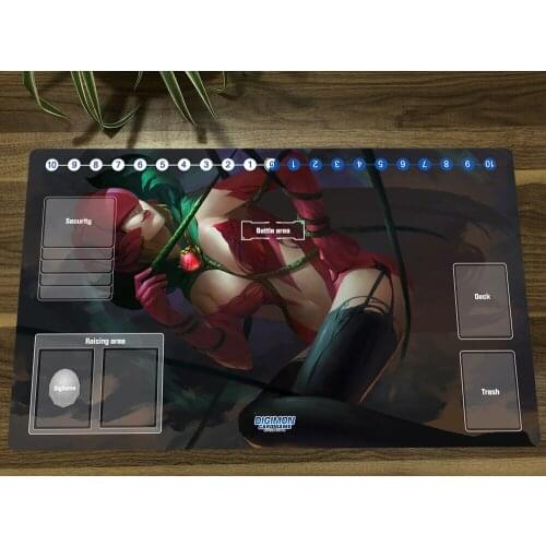 Digimon Duel Playmat Rosemon TCG CCG Mat Trading Card Game Mat Mousepad Mouse Pad Desk Gaming Play Mat & Card Zones Free Bag