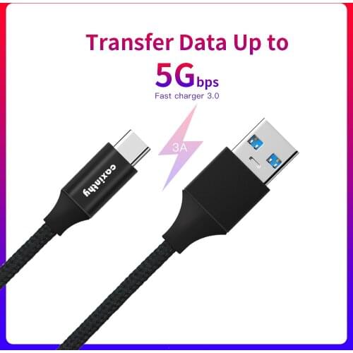 USB Type C Cable A to C USB3.0, High Durability Nylon and Fishing Line Braided, Fast Charge Cords