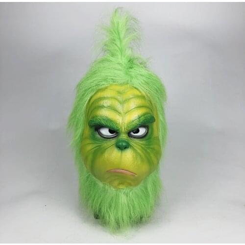 How Christmas Geek Stole Christmas Cosplay Mask Latex Halloween XMAS Full Head Latex Mask Party Green Joke Cosplay Props