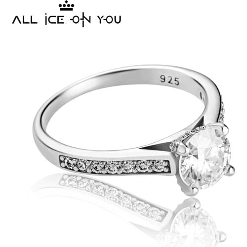 Classical Real Gold Plated Luxury 925 Sterling Silver 1CT D Color Moissanite VVS1 Jewelry Wedding Diamond 4 Claw Ring Women Gift