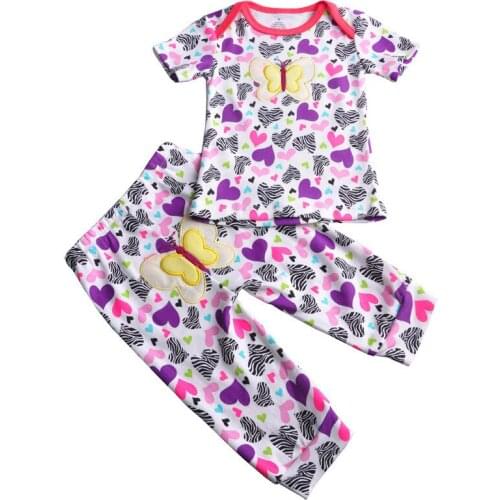 2 Packs Cartoon Babys Sets Cotton Short Sleeve T-shirt + Pants Kids Girls Underwear Toddler Sleepwear Infant Boys Clothes