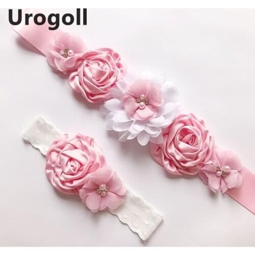 Fashion Wedding Belts Flower Child Belt And Headband Satin Belt Party Bridesmaid Dress Girdle FlowerGirls