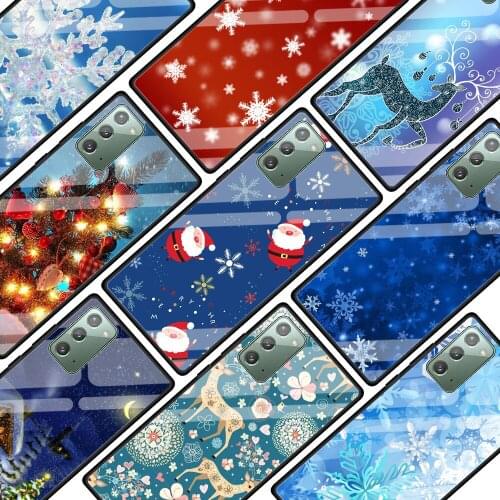 Fashion Christmas Snowflake Deer Glass Phone Case For Samsung Galaxy Note 10 Plus 20 Ultra 5G 10 Lite 9 20 8 Cover Coque
