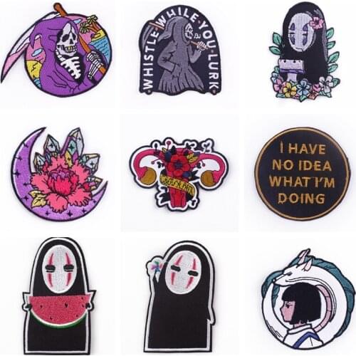 Cartoon Anime Faceless Man Embroidered Patches For Clothing Iron On DIY Embroidery Patches For Clothes Appliques For T-shirt