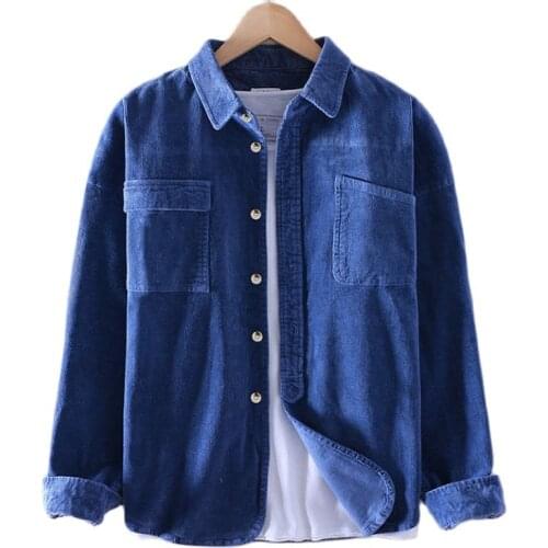 Men Shirts,Men-Clothing,Oversized Shirt,Men Clothing,Shirts,Four Seasons Man, Denim Shirt, Lapel, Button Trim, Long Sleeves, 4XL