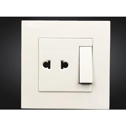 Wall Outlet 2 Hole Universal Power Socket With 1 Gang 2 Way Light Switch Porcelain White Wall Panel