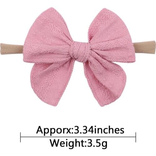 36pc/lot 3.3inch Solid Embroidery Hair Bow Headband Nylon Baby Headband for Girls Curled Edge Bows Nylon Headbands Kids Headwear