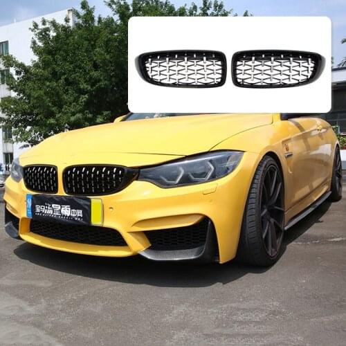 A Pair Car Front Bumper Kidney Grille For BMW F32 F33 F36 F80 F82 F83 M3 M4 Diamond Style Racing Grills Car Styling Accessories