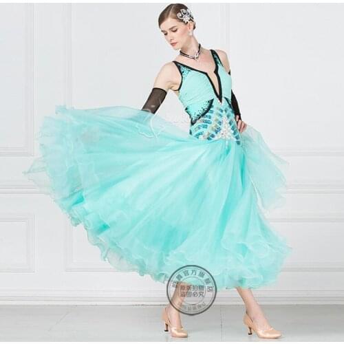 New Competition ballroom Standard dance dress,dance clothing,ballroom waltz dresses,Ballroom Dance Dress mint green17106