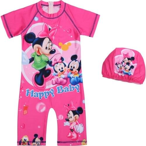 Beach mickey mouse Children clothing girl children Siamese short-sleeved cartoon Frozen Elsa Princess children swimwear