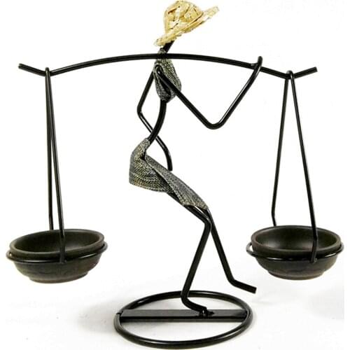 Candle Holder Vintage Home Those Elegent Women Black Carrying Girls' Pastoral Character Table Decoration Iron Candlestick