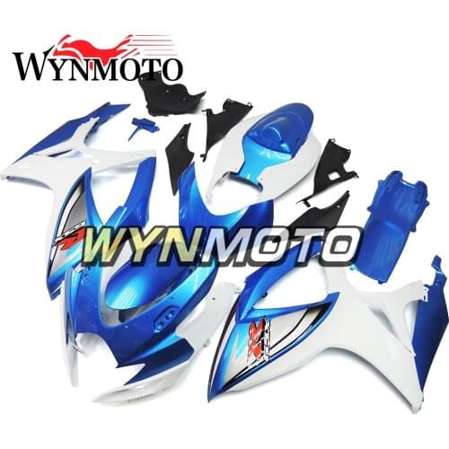 Complete Fairings Kit For GSXR600 750 06-07 2006 2007 K6 Injection ABS Plastics White Blue Fairings Bodywork Frames Cowlings New