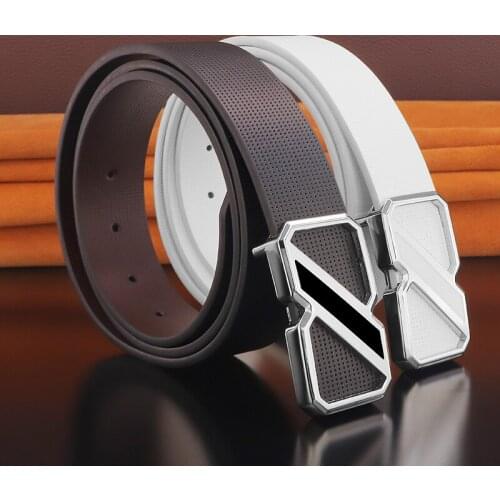 Hot sale white belts men designer summer high quality Waist Strap for young cowboy cintos masculinos genuine leather 3.3cm wide