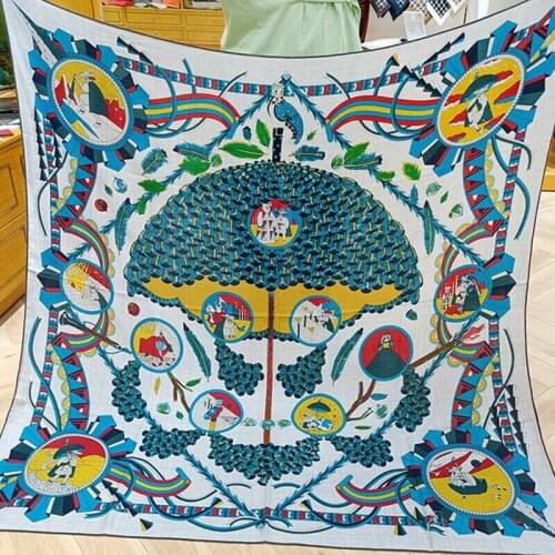 Luxury 70% Cashmere 30% Silk Scarf Women Fashion Umbrella Shawl Stole Hijab Hand Rolled Kerchief Bandana 135*135cm