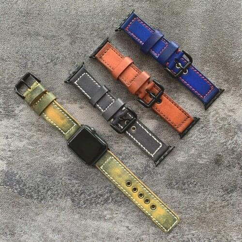 Luxury Retro Bracelet Belt For Apple Watch 38mm 40mm 42mm 44mm Real Leather Band For Apple iWatch Strap Series 1 2 3 4 5 6