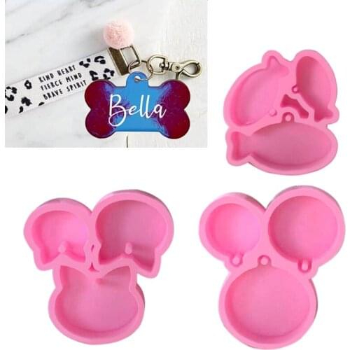 Pet Key Brand Keychain Silicone Mold with Hole Keyring Pendant Handmade Valentines Day Gift Jewelry