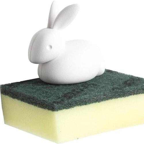 Kitchen Sink Sponge Holder Scouring Pad Storage Rack Dry Storage Shelf Cute Rabbit Duck Suction Cup Drying Holder